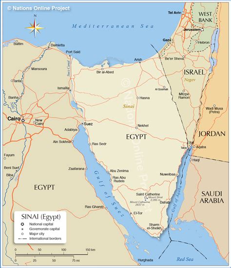map of egypt sinai peninsula and israel